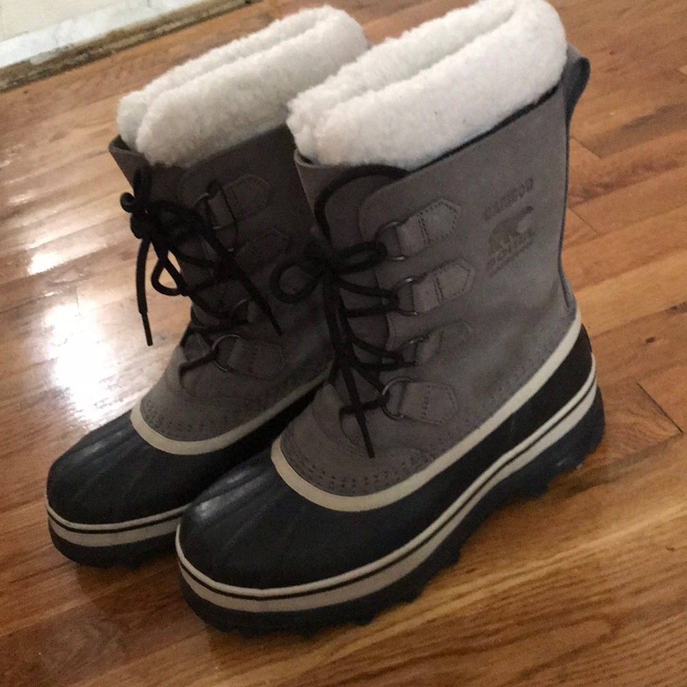 Sorel gray caribou waterproof snow boots